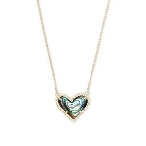 Kendra Scott Ari Heart Gold Pendant Necklace in Abalone Shell